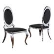 Classy Round Back Black Velvet Side Chairs with Silver Legs (Set of 2)