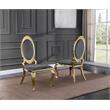 Classy Round Back Dark Gray Velvet Side Chairs with Gold Legs (Set of 2)