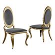 Classy Round Back Dark Gray Velvet Side Chairs with Gold Legs (Set of 2)