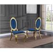 Classy Round Back Navy Blue Velvet Side Chairs with Gold Legs (Set of 2)