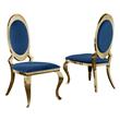 Classy Round Back Navy Blue Velvet Side Chairs with Gold Legs (Set of 2)