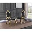 Classy Round Back Black Velvet Side Chairs with Gold Legs (Set of 2)