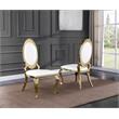 Classy Round Back White Faux Leather Side Chairs with Gold Legs (Set of 2)