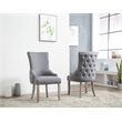 Tufted Rustic Linen Side Chairs in Gray with Wooden Gray Legs (Set of 2)