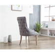 Tufted Rustic Linen Side Chairs in Gray with Wooden Gray Legs (Set of 2)