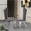 Elegant Dark Gray Velvet Side Chairs with Silver Stainless Steel (Set of 2)