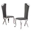 Elegant Dark Gray Velvet Side Chairs with Silver Stainless Steel (Set of 2)