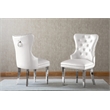 Tufted White Faux Leather Side Chairs with Silver Stainless Steel (Set of 2)