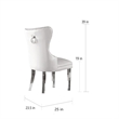 Tufted White Faux Leather Side Chairs with Silver Stainless Steel (Set of 2)