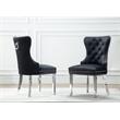 Tufted Black Velvet Side Chairs with Silver Stainless Steel (Set of 2)