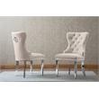 Tufted Cream Velvet Side Chairs with Silver Stainless Steel (Set of 2)