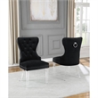 Tufted Dark Gray Velvet Side Chairs with Clear Acrylic Legs (Set of 2)