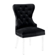 Tufted Dark Gray Velvet Side Chairs with Clear Acrylic Legs (Set of 2)