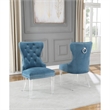Tufted Dark Gray Velvet Side Chairs with Clear Acrylic Legs (Set of 2)