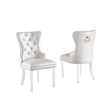 Tufted Dark Gray Velvet Side Chairs with Clear Acrylic Legs (Set of 2)
