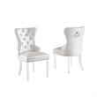 Tufted Navy Blue Velvet Side Chairs with Clear Acrylic Legs (Set of 2)