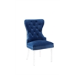 Tufted Navy Blue Velvet Side Chairs with Clear Acrylic Legs (Set of 2)
