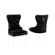 Tufted Black Velvet Side Chairs with Clear Acrylic Legs (Set of 2)