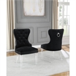 Tufted Black Velvet Side Chairs with Clear Acrylic Legs (Set of 2)