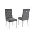 Velvet Tufted Side Chairs in Dark Gray with Silver Chrome Legs (Set of 2)