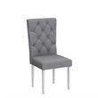 Velvet Tufted Side Chairs in Dark Gray with Silver Chrome Legs (Set of 2)
