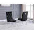 Velvet Tufted Side Chairs in Black with Silver Chrome Legs (Set of 2)