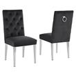 Velvet Tufted Side Chairs in Black with Silver Chrome Legs (Set of 2)