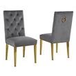 Velvet Tufted Side Chairs in Dark Gray with Gold Chrome Legs (Set of 2)