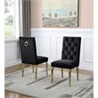 Velvet Tufted Side Chairs in Black with Gold Chrome Legs (Set of 2)