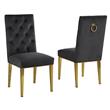 Velvet Tufted Side Chairs in Black with Gold Chrome Legs (Set of 2)