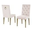 Velvet Tufted Side Chairs in Cream with Gold Chrome Legs (Set of 2)