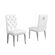 White Faux Leather Tufted Side Chairs with Gold Chrome Legs (Set of 2)