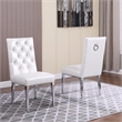 White Faux Leather Tufted Side Chairs with Gold Chrome Legs (Set of 2)