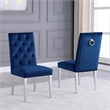 White Faux Leather Tufted Side Chairs with Gold Chrome Legs (Set of 2)