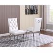 White Faux Leather Tufted Side Chairs with Silver Chrome Legs (Set of 2)