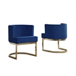 Velvet Navy Blue Accent Chair with Gold Chrome Base - 1 Chair