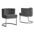 Velvet Dark Gray Accent Chair with Silver Chrome Base - 1 Chair