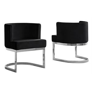 Velvet Black Accent Chair with Silver Chrome Base - 1 Chair