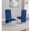 Navy Tufted Velvet Accent Side Chairs with Silver Chrome Detailing (Set of 2)