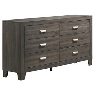 Rustic Bedroom Dresser with 6 Drawers in Gray Wood