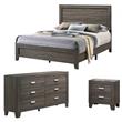Rustic Wood Gray 3pc Bedroom Set in Queen Size with Dresser and Nightstand