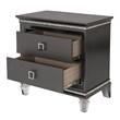 Lavish Bedroom Nightstand in Dark Gray Wood with Acrylic Legs