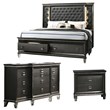 Lavish 3 Piece Gray Bedroom Set with Light up Headboard in Queen Size