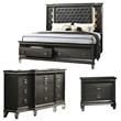 Lavish 3 Piece Gray Bedroom Set with Light up Headboard in California King