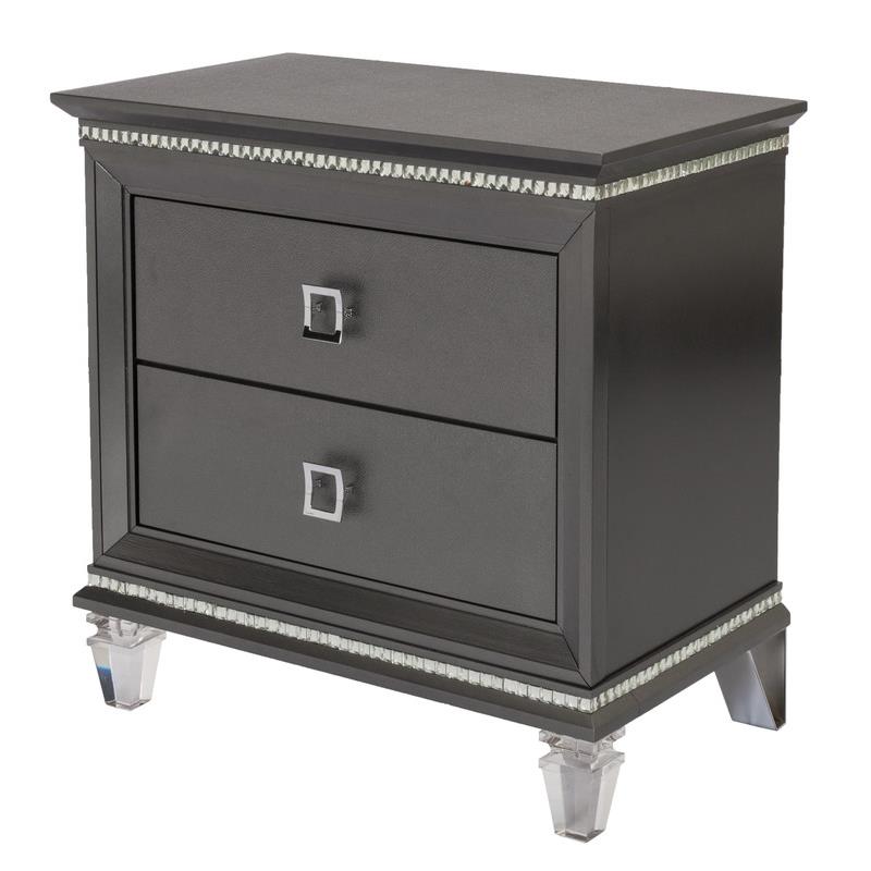 Lavish 3 Piece Gray Bedroom Set with Light up Headboard in Eastern King