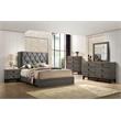 Madelyn California King Panel Bed in Walnut and Tufted Headboard