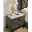 Madelyn Walnut Bedroom Nightstand with 2 Drawers and Faux Mable Top