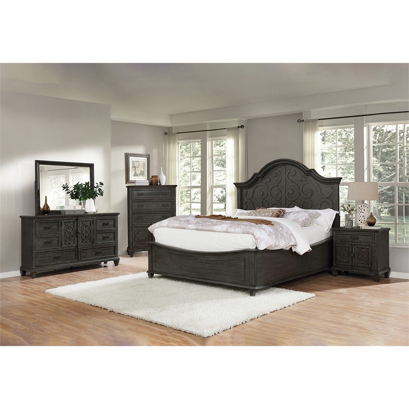 Rustic Gray Wood Eastern King Panel Bed