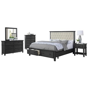 Sandy Platform Cappuccino Wood 5 Piece Bedroom Set in California King