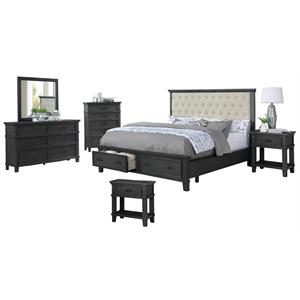 Sandy Platform Cappuccino Wood 6 Piece Bedroom Set in California King